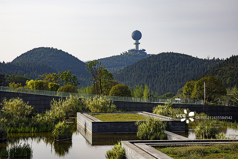 中国贵州六盘水盘州市月亮山公园月亮山庄清晨风光图片素材