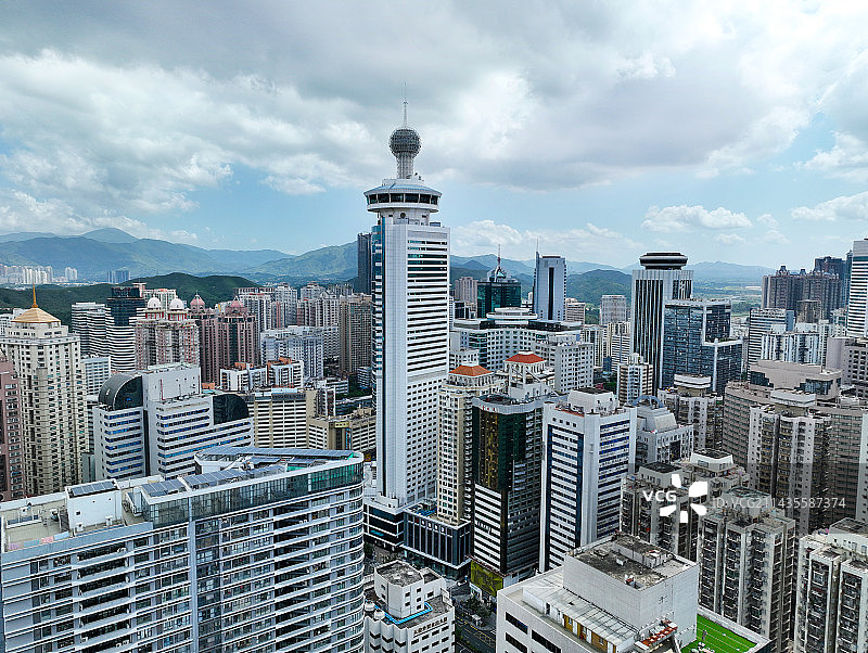 广东省深圳市罗湖区深南东路国贸片区东门老街航拍图片素材