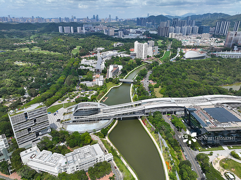 广东省深圳市南山区西丽大学城深圳市科技图书馆哈工大深圳校区航拍图片素材