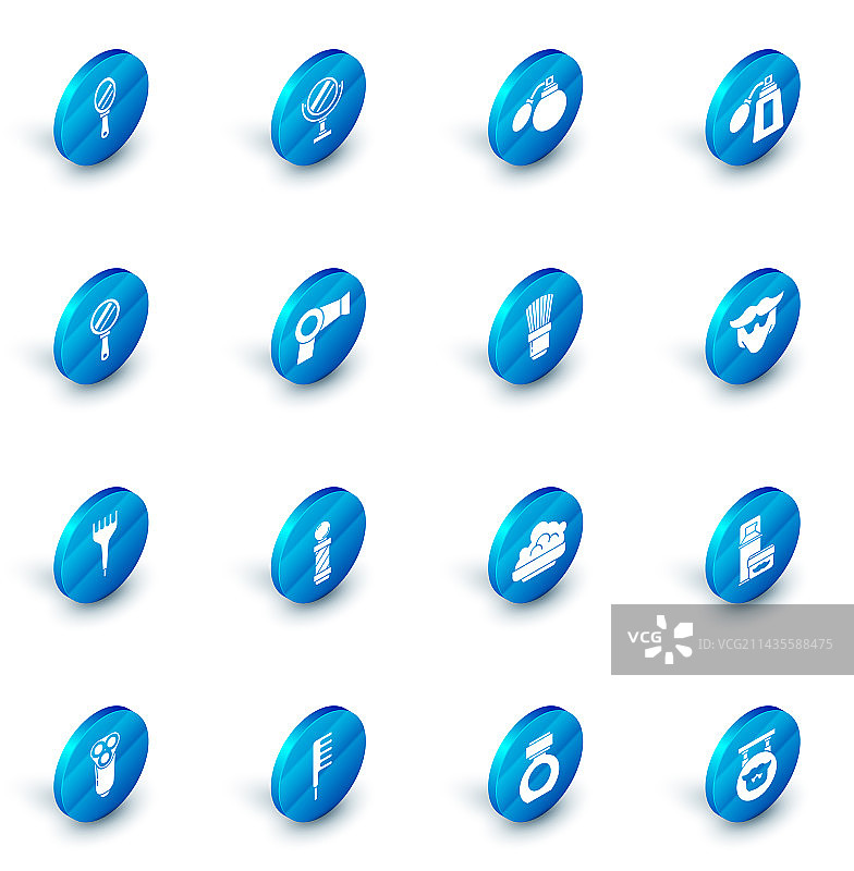 带须后水瓶的圆形化妆镜套装图片素材