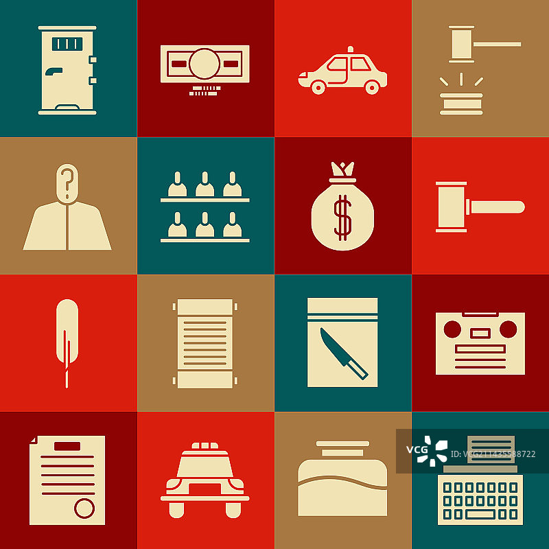 复古打字机录音带法官套装图片素材