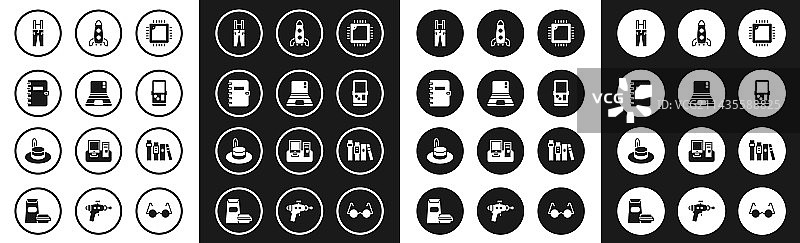 处理器、CPU、笔记本电脑和螺旋本组合图片素材