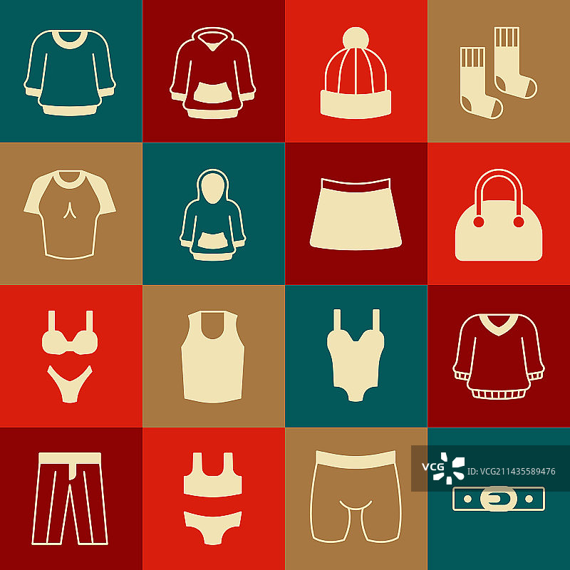 腰带毛衣手提包冬季帽子连帽衫T恤图标合集图片素材