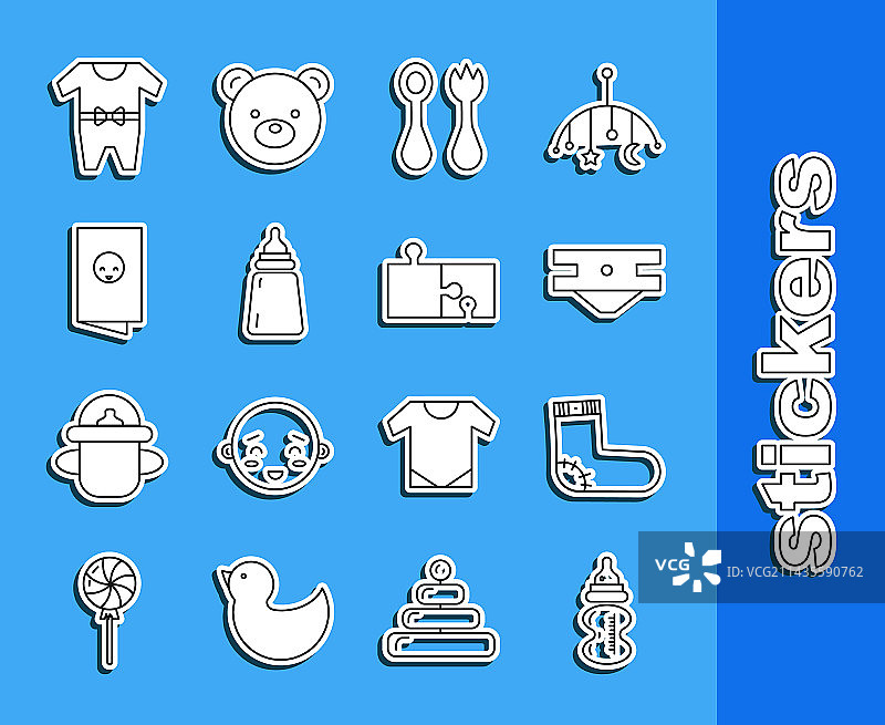 婴儿奶瓶袜子衣服尿布图案图片素材