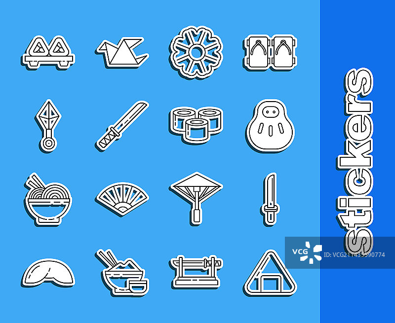 寿司日式图案合集：招财猫与武士刀图片素材