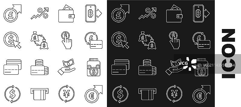 金融增长与欧元玻璃货币线条设计图片素材