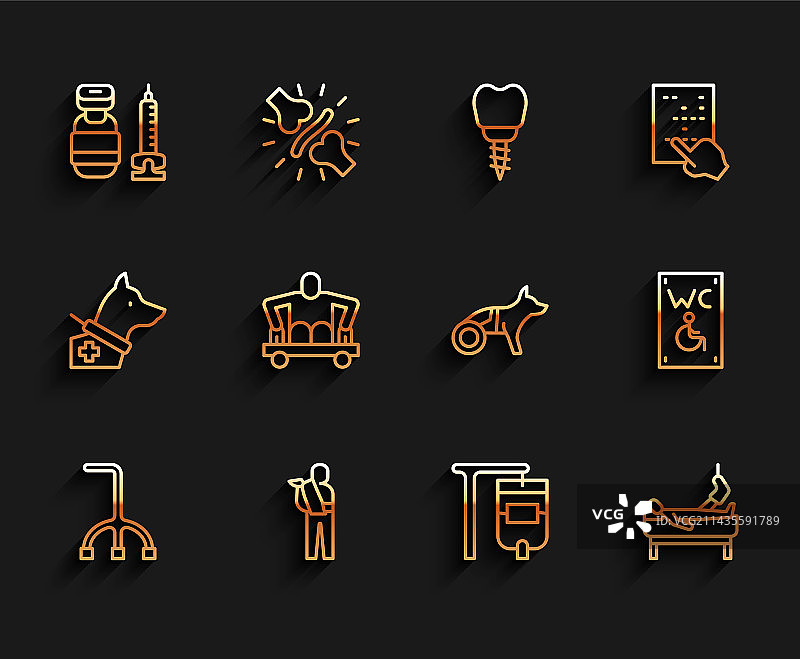 手杖与骨折手臂图标图片素材