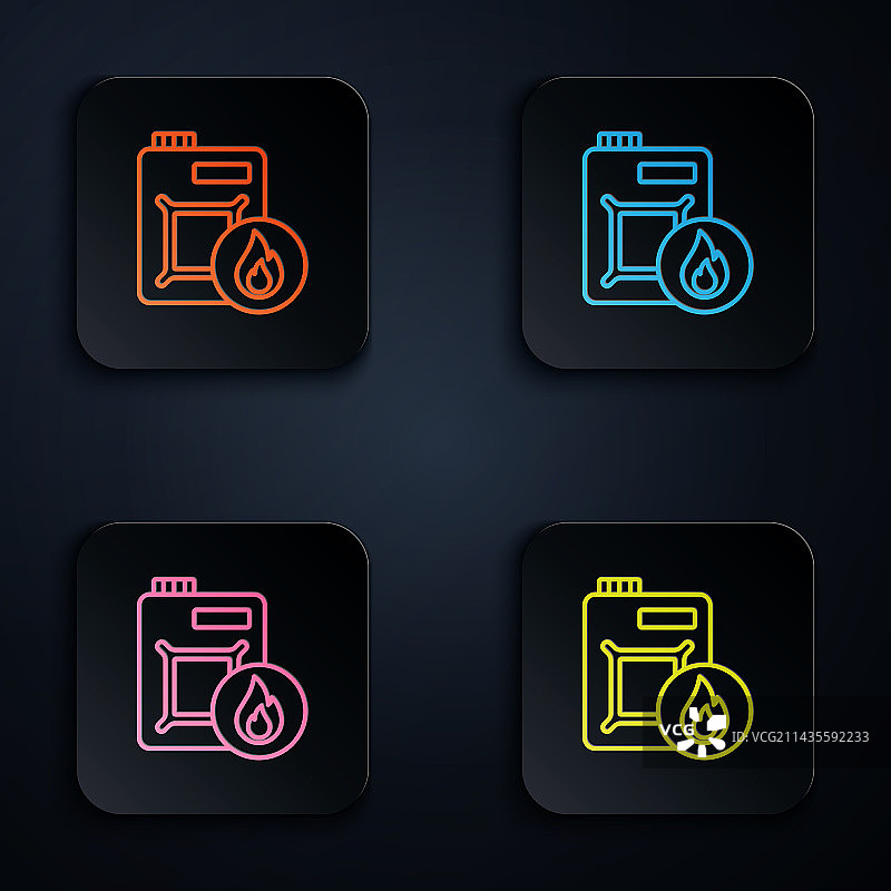 彩色霓虹灯发动机油罐图标图片素材