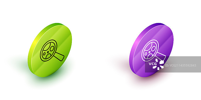 2.5D线条放大镜下的微生物图标图片素材