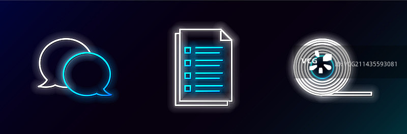 胶带、聊天气泡、文件线条图标图片素材