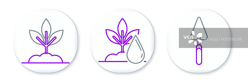 花园园艺工具合集：泥铲、铲子和植物图片素材