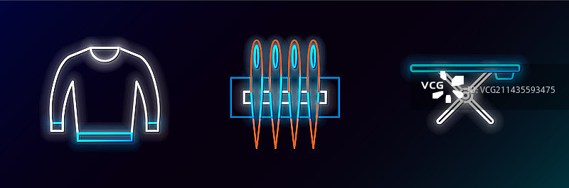 一组线条：熨衣板、毛衣和缝纫针图片素材