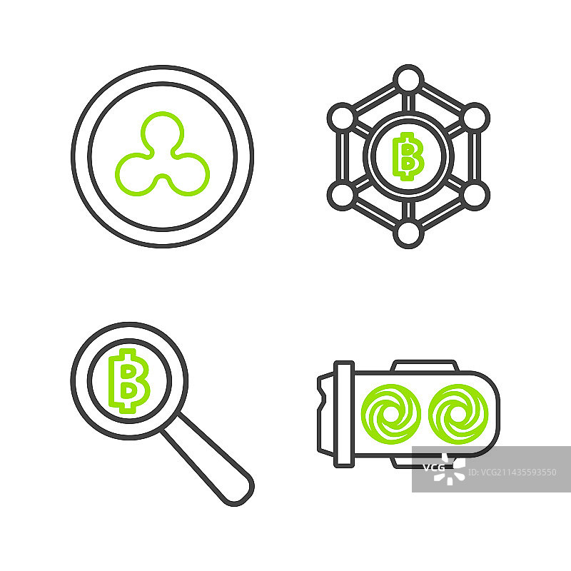 放大镜挖矿农场线条设计图片素材