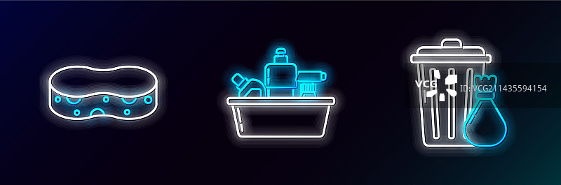 垃圾桶、垃圾袋和海绵图片素材