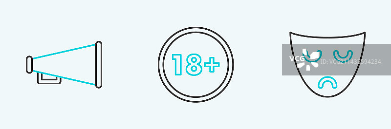 戏剧面具扩音器图标组合图片素材