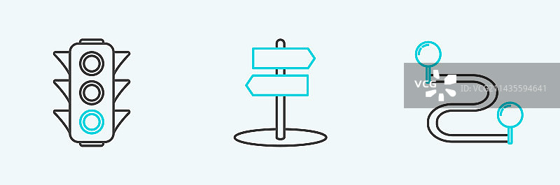 线条路线位置交通灯道路组合图片素材