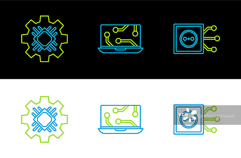 遥控器处理器和笔记本电脑图标线条图标图片素材