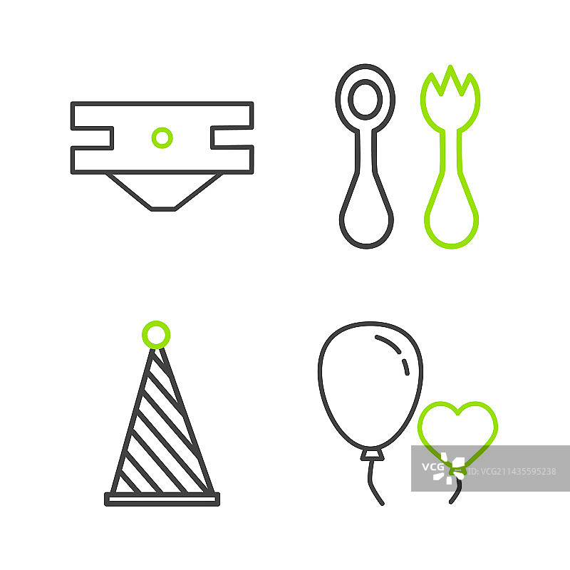 心形气球、派对帽图片素材