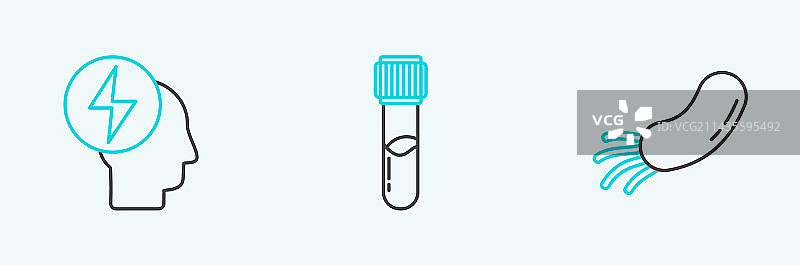 细菌头部和闪电符号线条组合图片素材