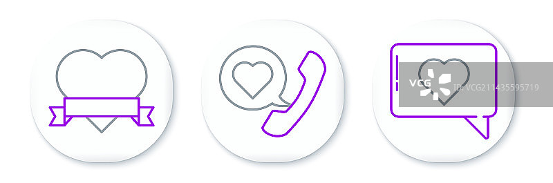 点赞、爱心和丝带线条图片素材