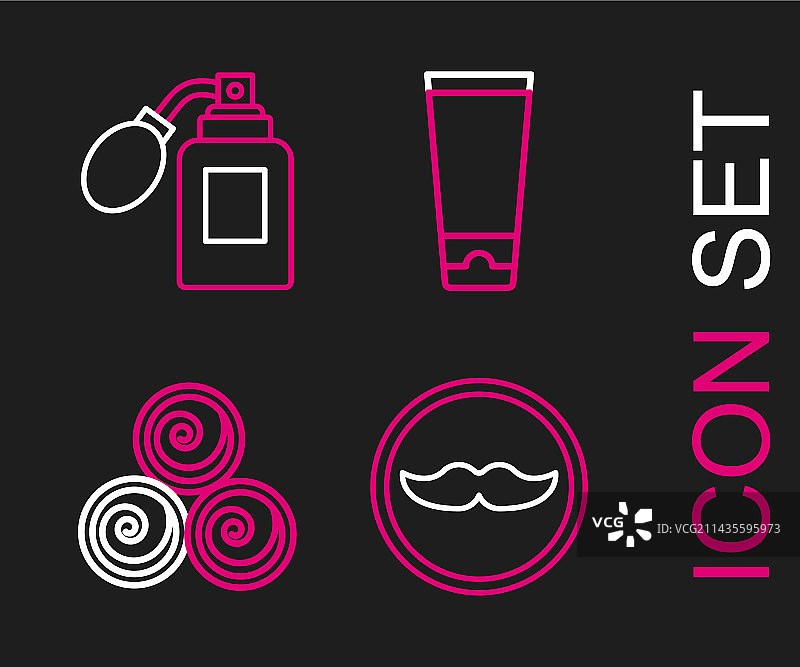 胡子、毛巾卷与乳霜或乳液线条图片素材