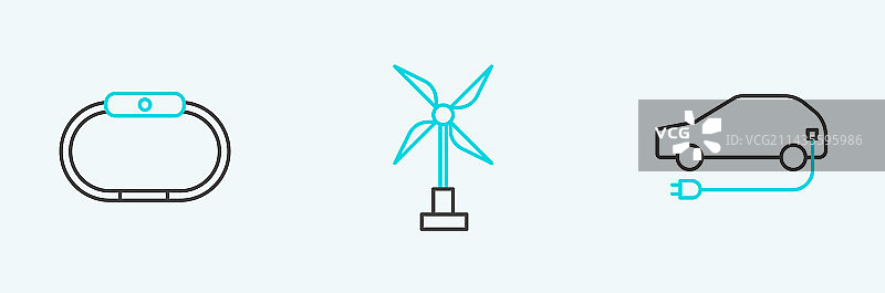 电动汽车智能手表风力发电机线性图标图片素材