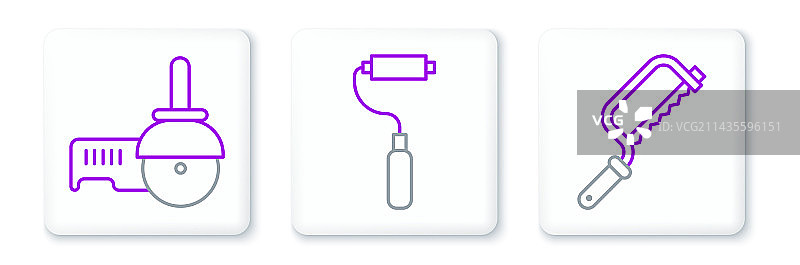 钢锯、角磨机和油漆滚筒图片素材