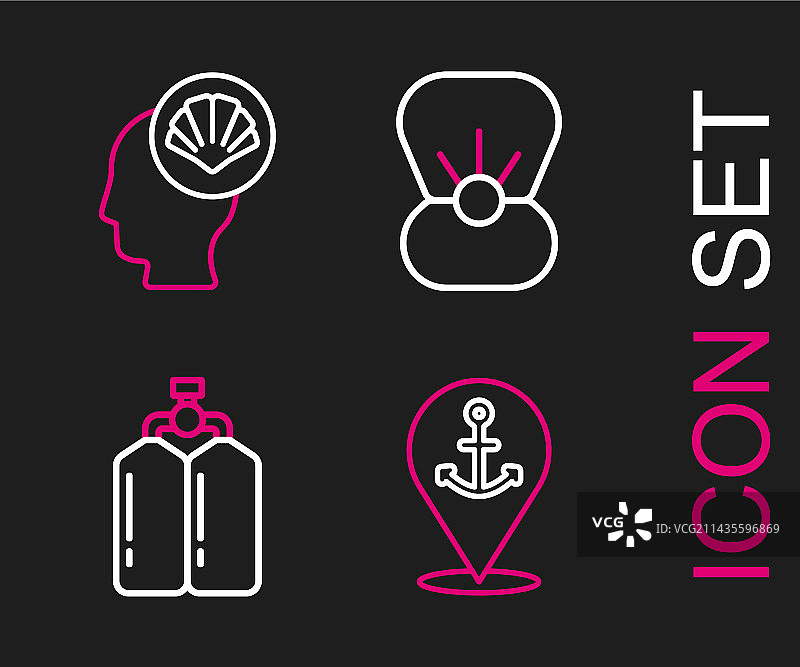 设置线位置与锚水肺壳图片素材