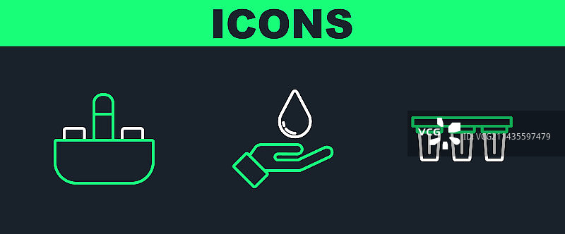 带水龙头洗脸盆净水器线条组合图片素材