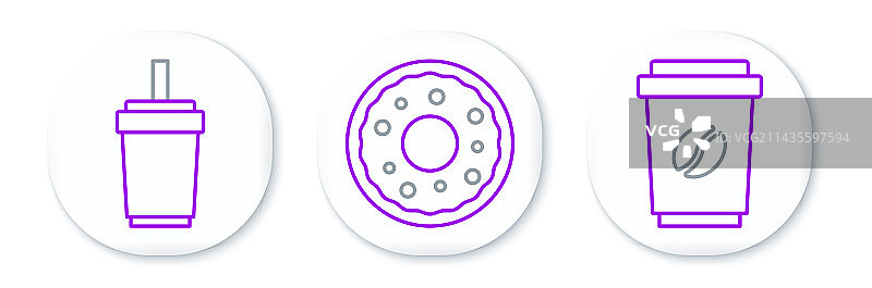 外带咖啡杯和纸吸管图案图片素材