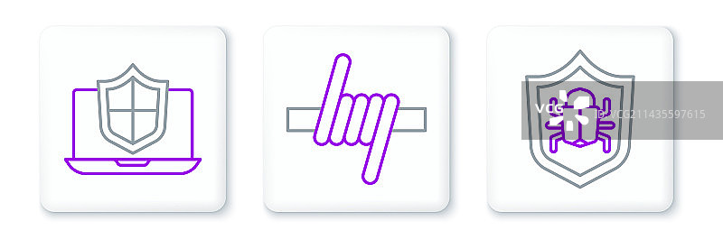 带有防护盾的笔记本电脑系统漏洞图片素材