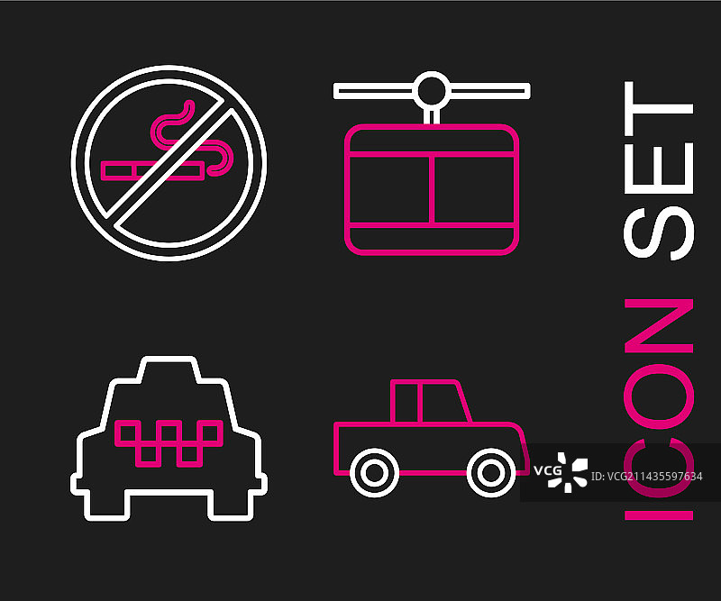 汽车、出租车、缆车和禁止吸烟标志图片素材