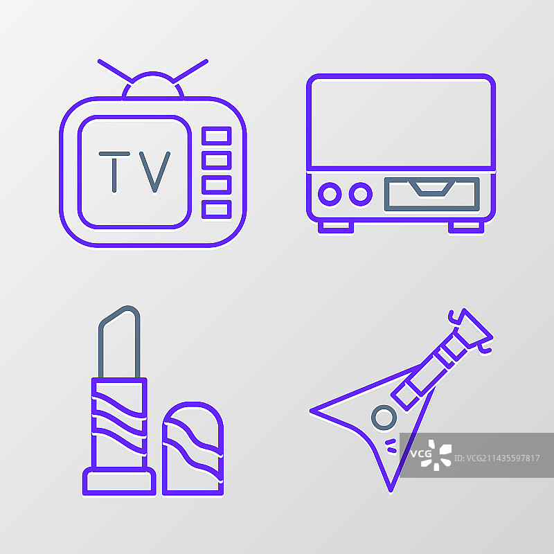 电贝司、口红、旧录像带线条图片素材