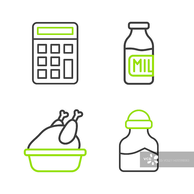 罐装香料烤火鸡或鸡肉线条图片素材