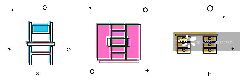 椅子衣柜办公桌图标图片素材