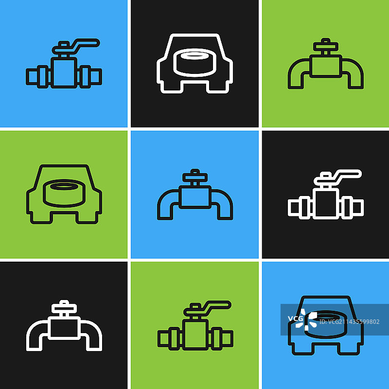 金属管道阀门和备用轮胎图片素材