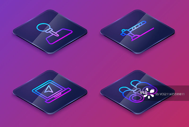 2.5D线条图钉定位笔记本电脑图片素材