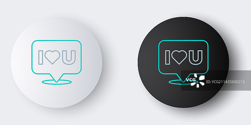 带有“我爱你”文字的线条对话气泡图标图片素材