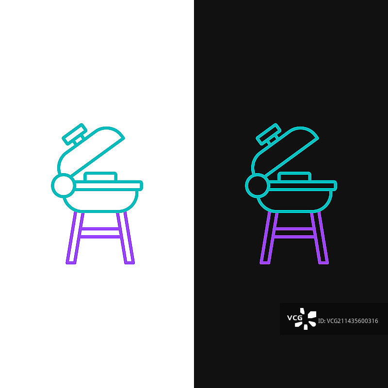 白色背景上的烧烤架线条图标图片素材