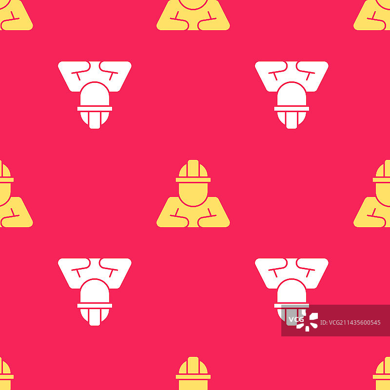 黄色建筑工人图标无缝图案图片素材