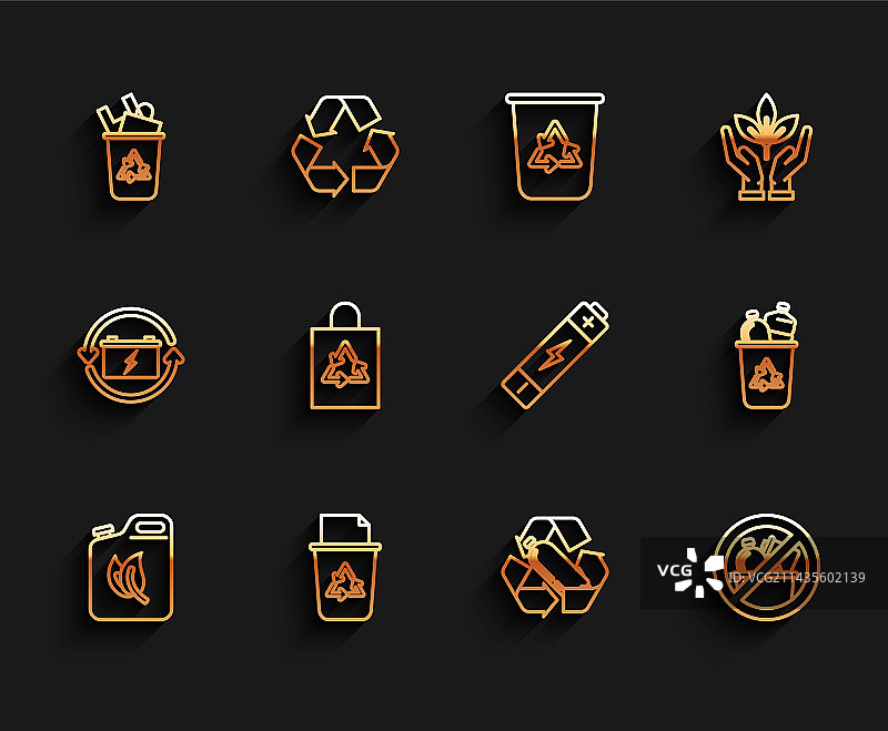 一组线条：生物燃料罐和回收箱图片素材