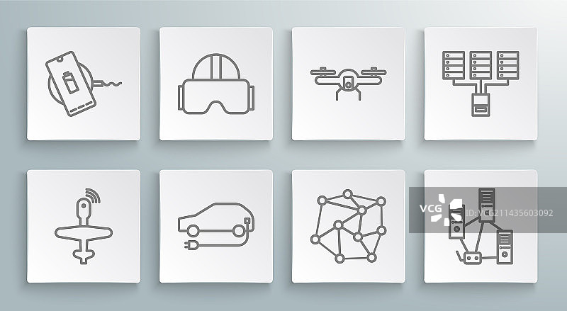 无人机VR眼镜线条组合图片素材
