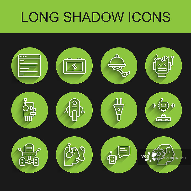 火星探测器机器人充电电池线条图片素材