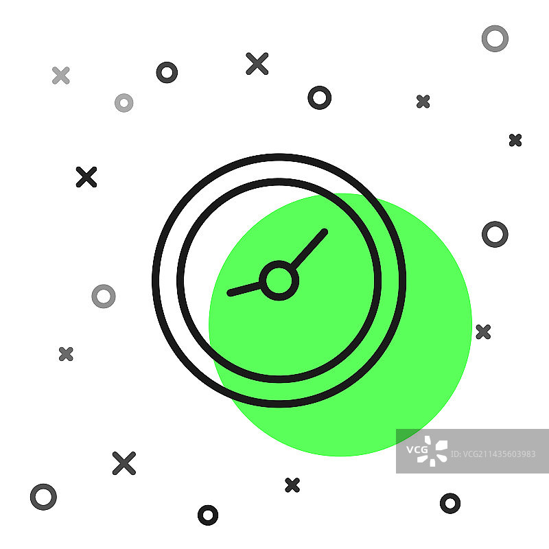 白色背景上的黑色线条时钟图标图片素材