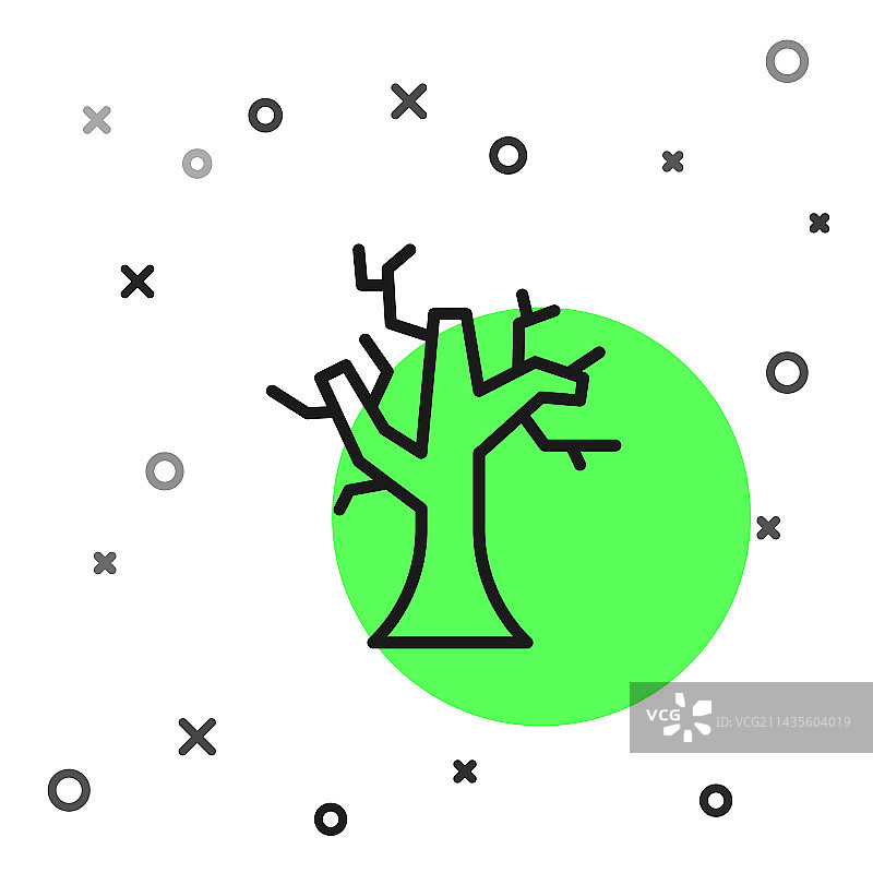 白色背景上的黑色线条枯树图标图片素材