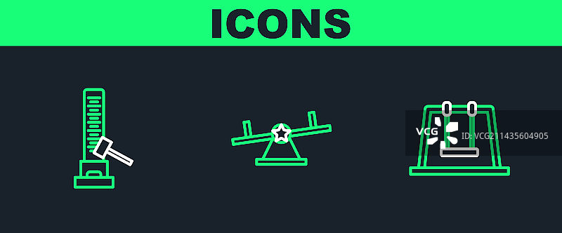 秋千、高射击游乐设施和大锤套装banner图片素材