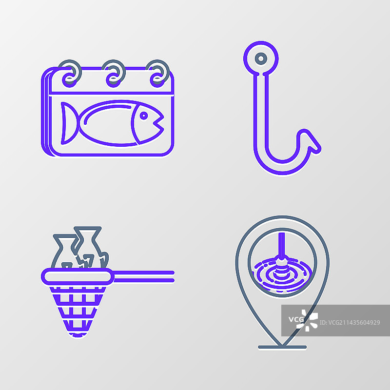 位置、渔网鱼钩钓鱼套装图片素材