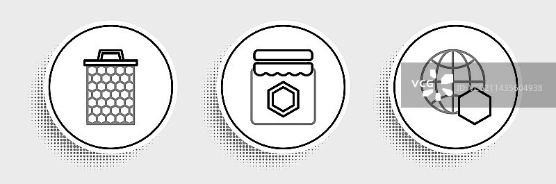 世界地图和蜂蜜罐线条设计图片素材