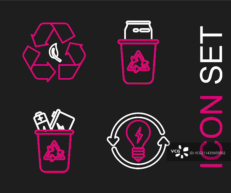 带有闪电的回收和灯泡图片素材