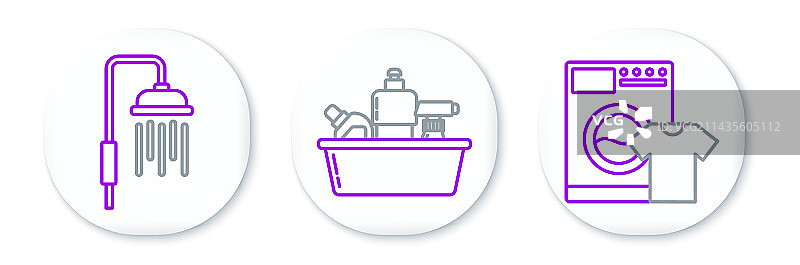 洗衣机、T恤和淋浴喷头图片素材